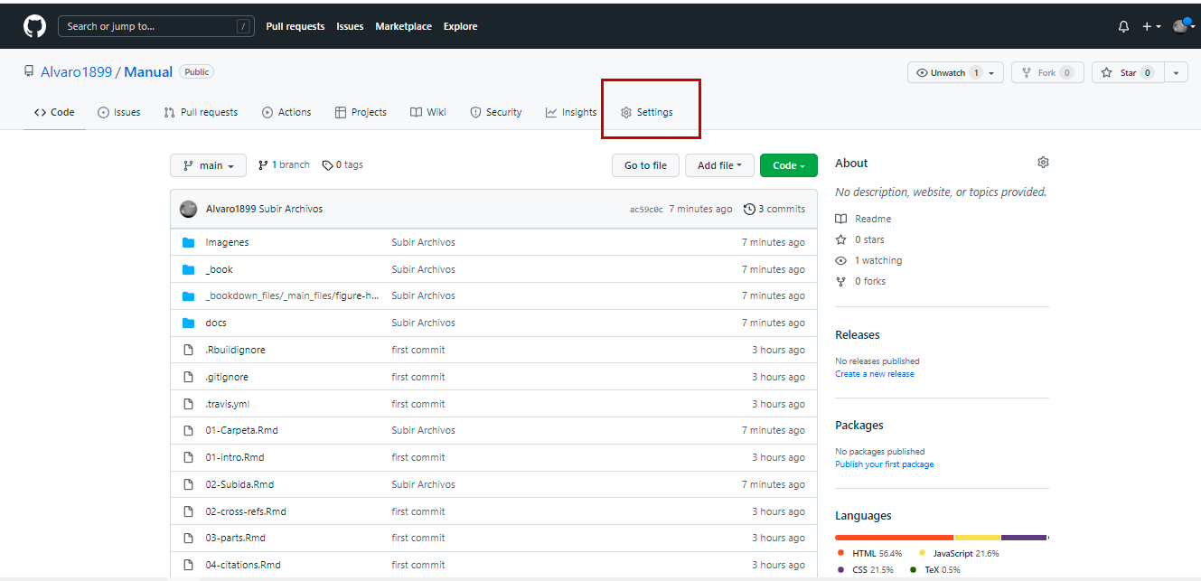 Subida de archivos | Manual para publicar un libro en GitHub creado en ...